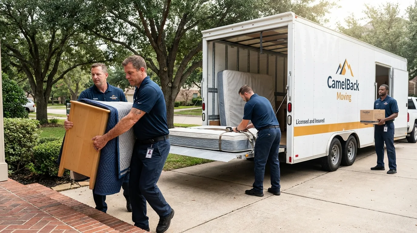 Crew loading residential truck for cross-state move from Jefferson, NH