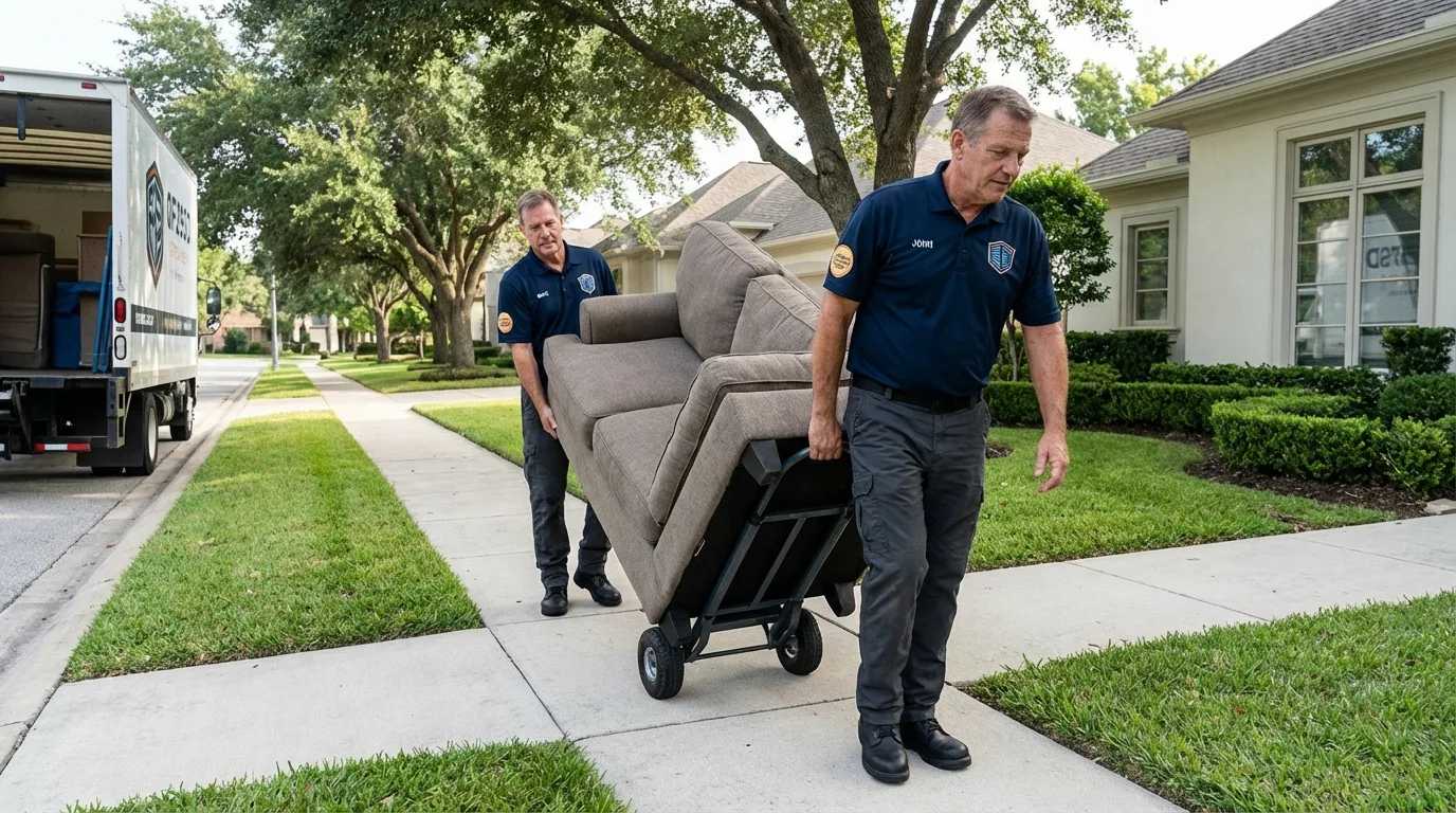 Local residential moving crew loading furniture in Jefferson, NH
